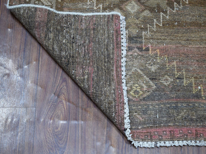 Grey 3'3" x 9'8" Vintage Hand knotted Wool Rug - Sku: O054087