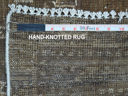 Grey 3'3" x 9'8" Vintage Hand knotted Wool Rug - Sku: O054087