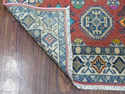 Pink 3'9" x 5'7" Tribal Hand knotted Wool Rug - Sku: O054151