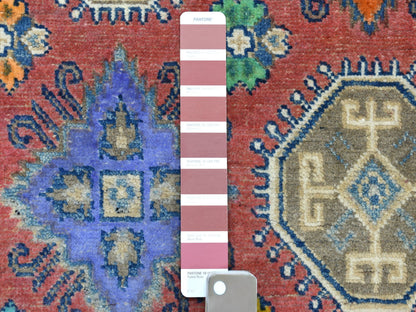 Pink 3'9" x 5'7" Tribal Hand knotted Wool Rug - Sku: O054151