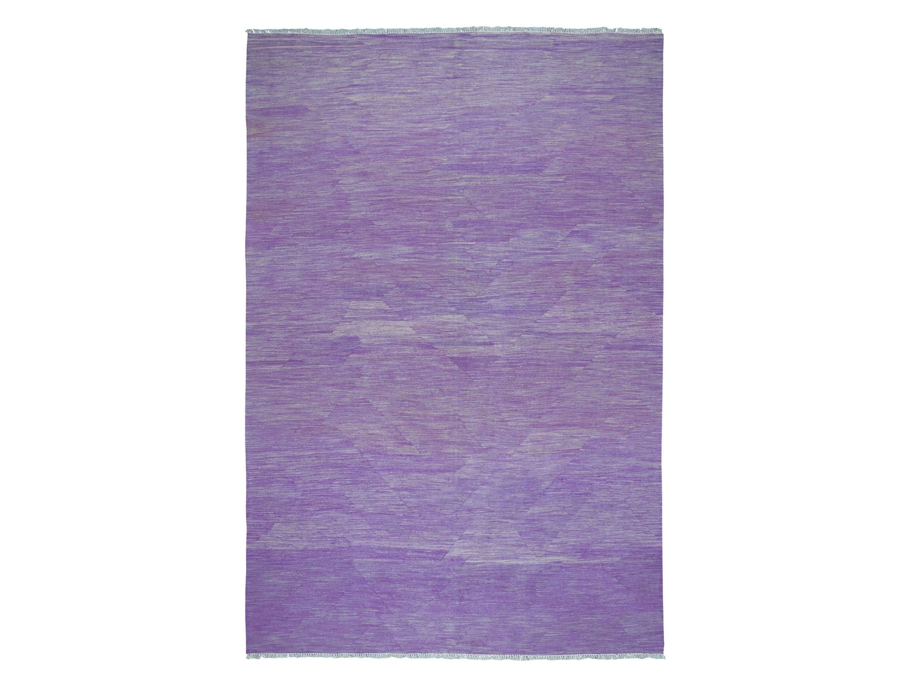 Kilim Flat-Weave hand-knotted wool rug in Purple & Rose Violet, 6'8" x 9'8" — SKU O054213