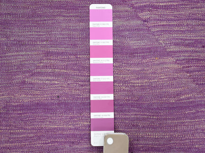Purple 6'8" x 9'8" Flatweave / Kilim Hand woven Wool Rug - Sku: O054213