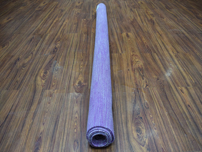 Purple 6'8" x 9'8" Flatweave / Kilim Hand woven Wool Rug - Sku: O054213
