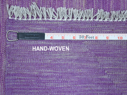Purple 6'8" x 9'8" Flatweave / Kilim Hand woven Wool Rug - Sku: O054213