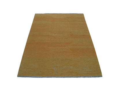 Orange 5'0" x 6'6" Flatweave / Kilim Hand woven Wool Rug - Sku: O054225