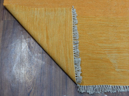 Orange 5'0" x 6'6" Flatweave / Kilim Hand woven Wool Rug - Sku: O054225