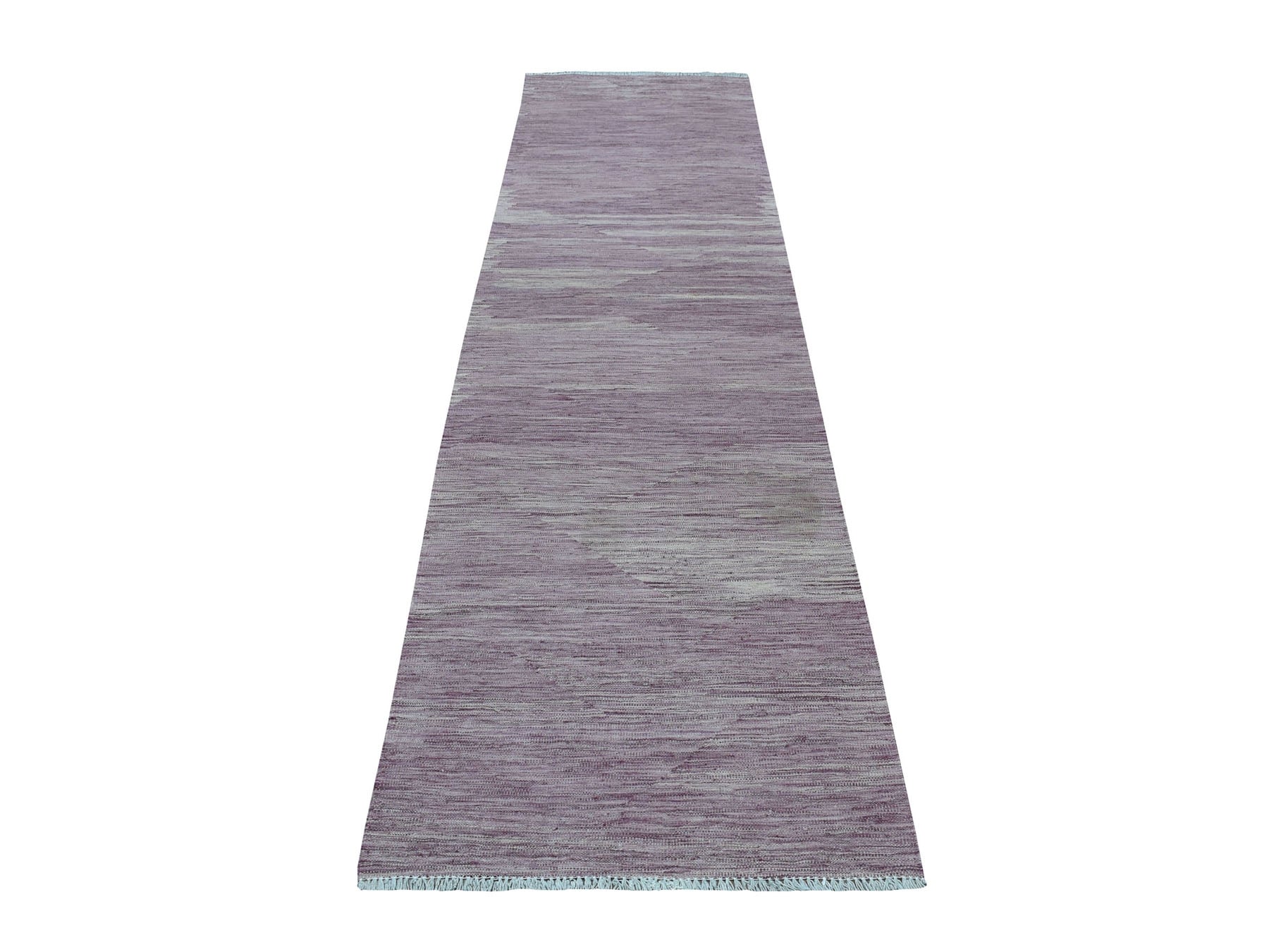 Purple 2'8" x 10'0" Flatweave / Kilim Hand woven Wool Rug - Sku: O054248