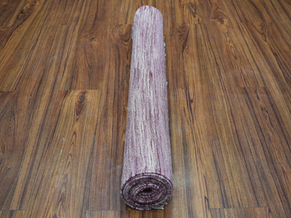 Purple 2'8" x 10'0" Flatweave / Kilim Hand woven Wool Rug - Sku: O054248