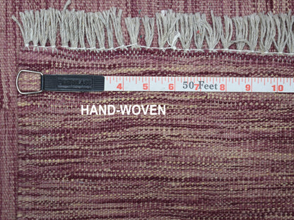 Purple 2'8" x 10'0" Flatweave / Kilim Hand woven Wool Rug - Sku: O054248