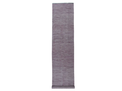 Purple 2'8" x 16'0" Flatweave / Kilim Hand woven Wool Rug - Sku: O054253