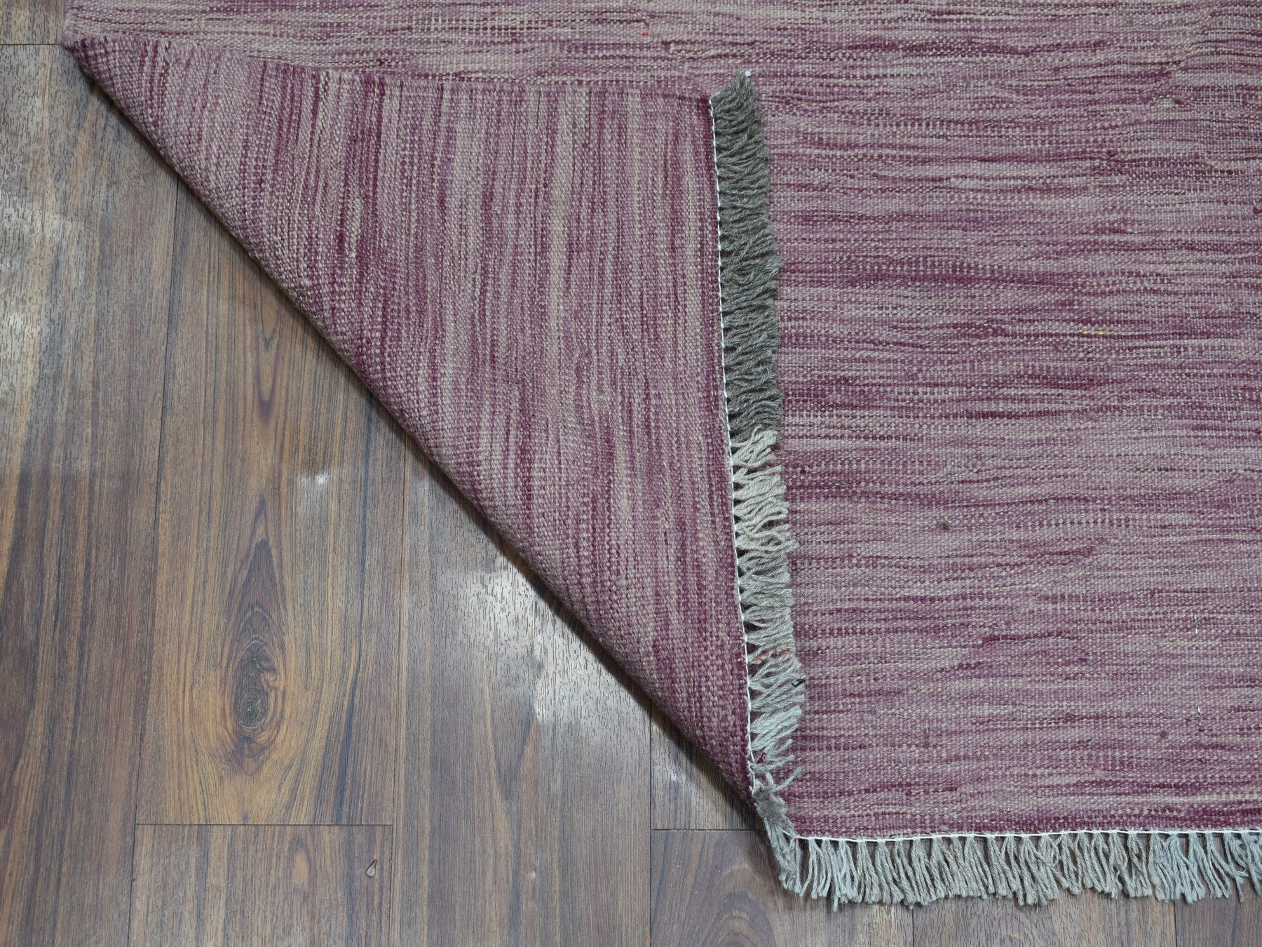 Kilim Flat-Weave hand-knotted wool runner in Purple & Wild Rose, 2'8" x 16' — SKU O054253 (view 2)