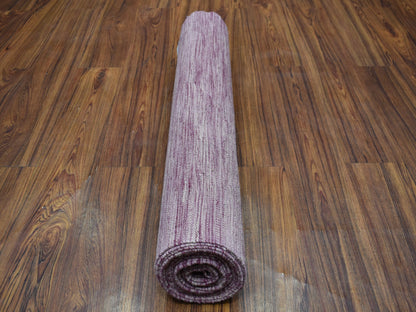 Purple 2'8" x 16'0" Flatweave / Kilim Hand woven Wool Rug - Sku: O054253