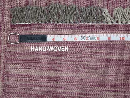 Purple 2'8" x 16'0" Flatweave / Kilim Hand woven Wool Rug - Sku: O054253