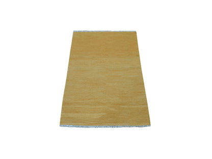 Yellow 2'8" x 3'8" Flatweave / Kilim Hand woven Wool Rug - Sku: O054258