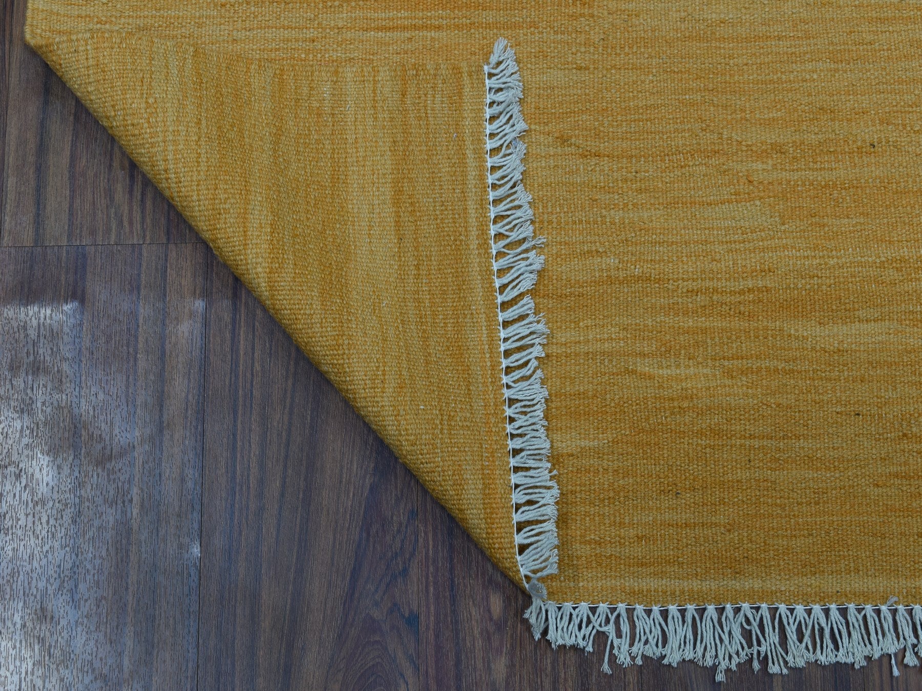 Kilim Flat-Weave hand-knotted wool rug in Yellow & Golden Nugget, 2'8" x 3'8" — SKU O054258 (view 2)