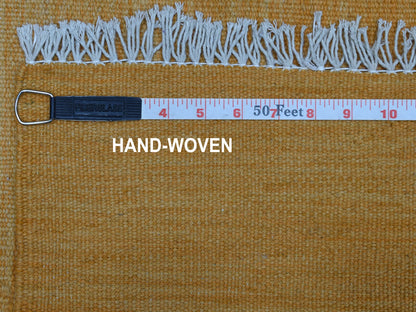 Yellow 2'8" x 3'8" Flatweave / Kilim Hand woven Wool Rug - Sku: O054258