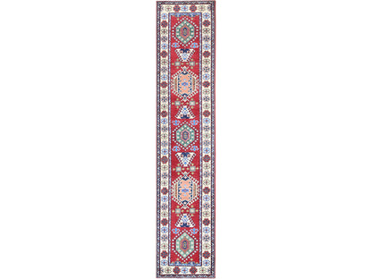 Red 2'9" x 13'1" Tribal Hand knotted Wool Rug - Sku: O0542