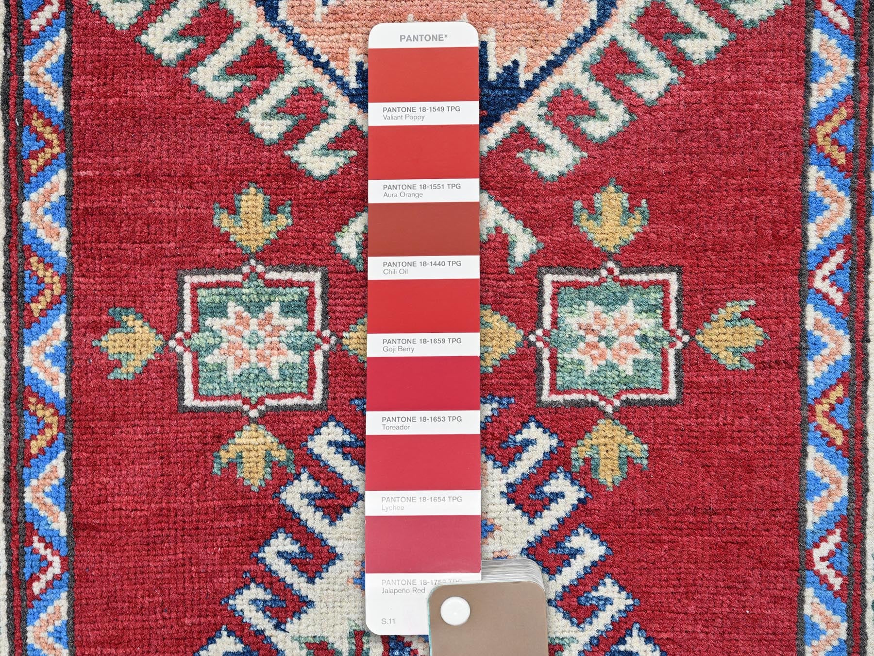 Kazak Kazak hand-knotted wool runner in Red & Ivory, 2'9" x 13'1" — SKU O0542 (view 4)