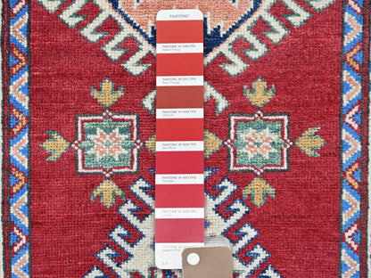 Kazak Kazak hand-knotted wool runner in Red & Ivory, 2'9" x 13'1" — SKU O0542 (view 4)