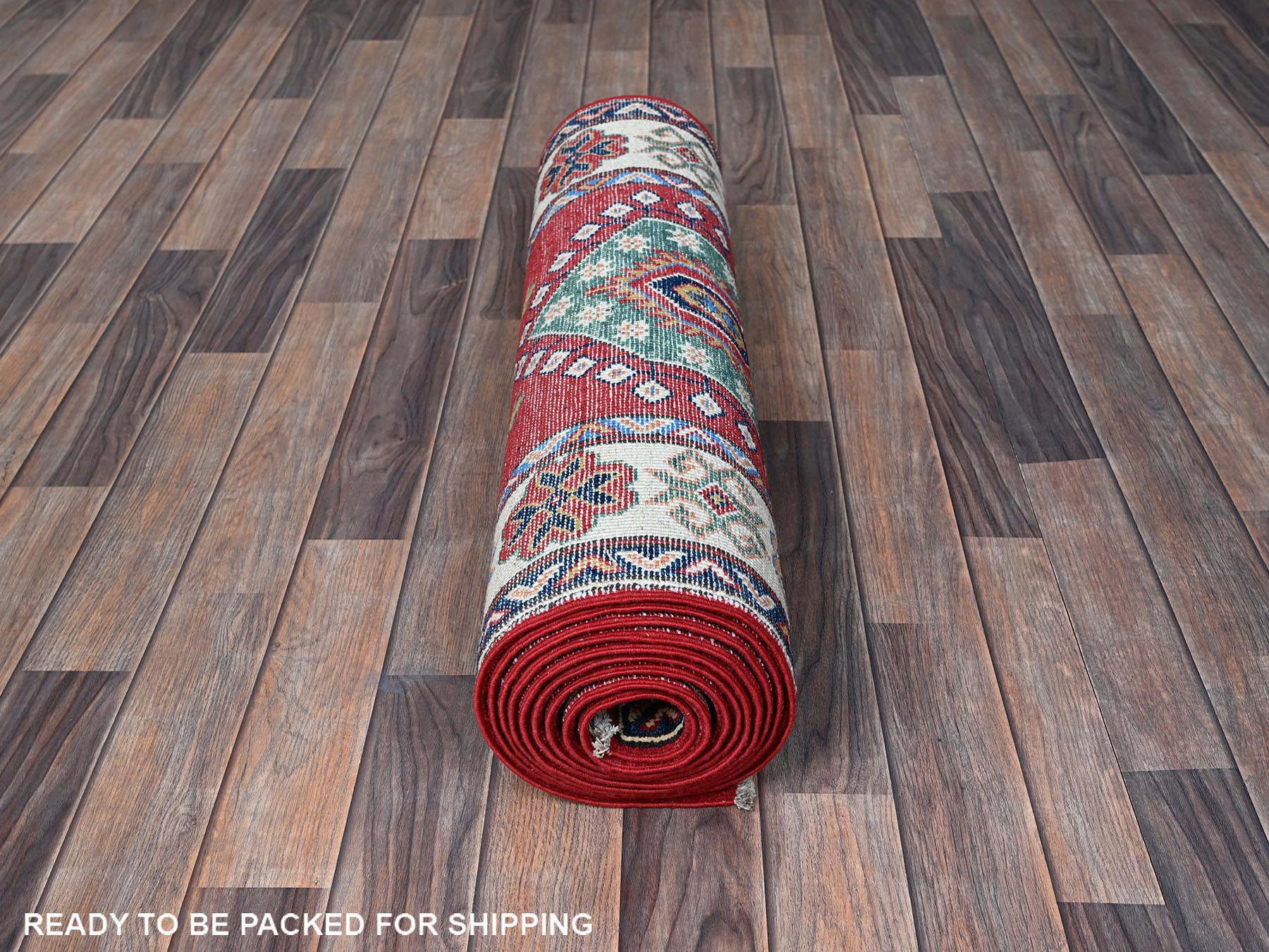 Kazak Kazak hand-knotted wool runner in Red & Ivory, 2'9" x 13'1" — SKU O0542 (view 5)