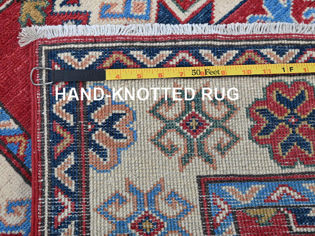 Kazak Kazak hand-knotted wool runner in Red & Ivory, 2'9" x 13'1" — SKU O0542 (view 7)