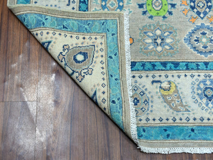 Grey 5'0" x 6'4" Tribal Hand knotted Wool Rug - Sku: O054323