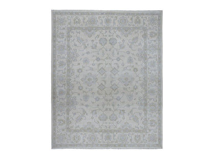 Ivory 8'5" x 9'7" Oushak And Peshawar Hand knotted Wool Rug - Sku: O054389