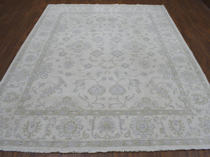 Ivory 8'5" x 9'7" Oushak And Peshawar Hand knotted Wool Rug - Sku: O054389