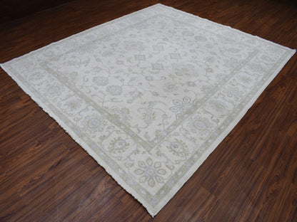Ivory 8'5" x 9'7" Oushak And Peshawar Hand knotted Wool Rug - Sku: O054389