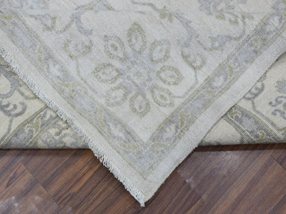 Ivory 8'5" x 9'7" Oushak And Peshawar Hand knotted Wool Rug - Sku: O054389