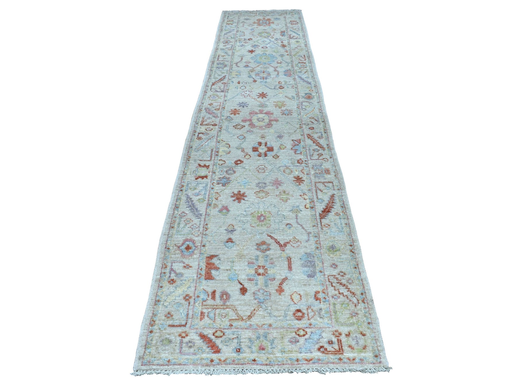 Gray 2'10" x 13'6" Oushak / Peshawar Hand knotted Wool Rug - Sku: O054429