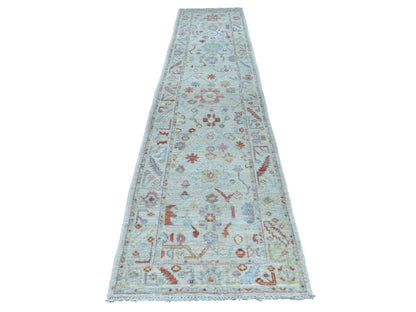 Grey 2'10" x 13'6" Oushak And Peshawar Hand knotted Wool Rug - Sku: O054429