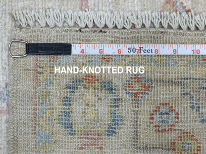 Grey 2'10" x 13'6" Oushak And Peshawar Hand knotted Wool Rug - Sku: O054429