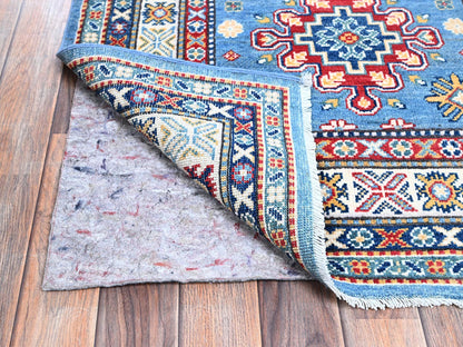 Blue 3'2" x 16'1" Kazak Hand knotted Wool Rug - Sku: O0545