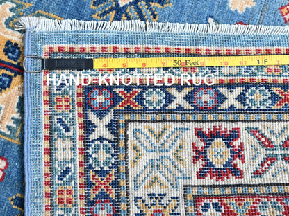 Blue 3'2" x 16'1" Kazak Hand knotted Wool Rug - Sku: O0545