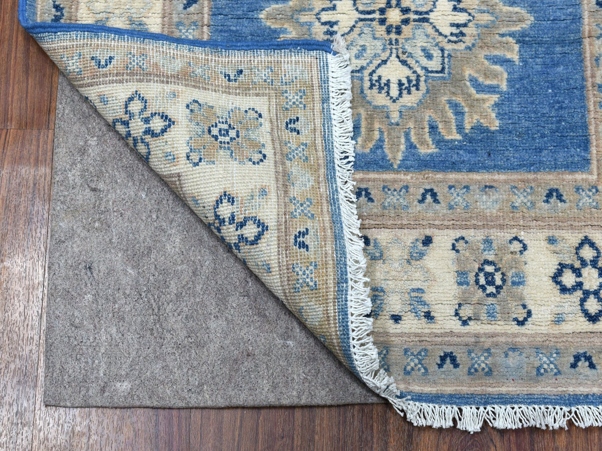 Kazak Kazak hand-knotted wool runner in Blue & Ivory, 2'6" x 9'7" — SKU O054621 (view 2)