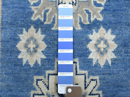 Blue 2'6" x 9'7" Kazak Hand knotted Wool Rug - Sku: O054621