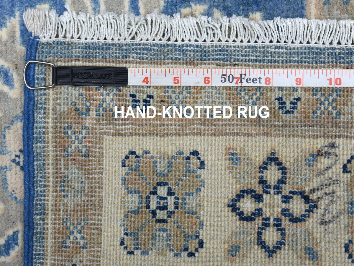 Kazak Kazak hand-knotted wool runner in Blue & Ivory, 2'6" x 9'7" — SKU O054621 (view 6)