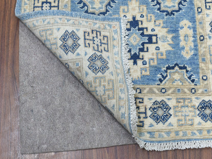 Kazak Kazak hand-knotted wool runner in Blue & Ivory, 2'8" x 9'6" — SKU O054622 (view 2)