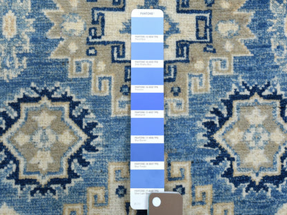 Kazak Kazak hand-knotted wool runner in Blue & Ivory, 2'8" x 9'6" — SKU O054622 (view 3)