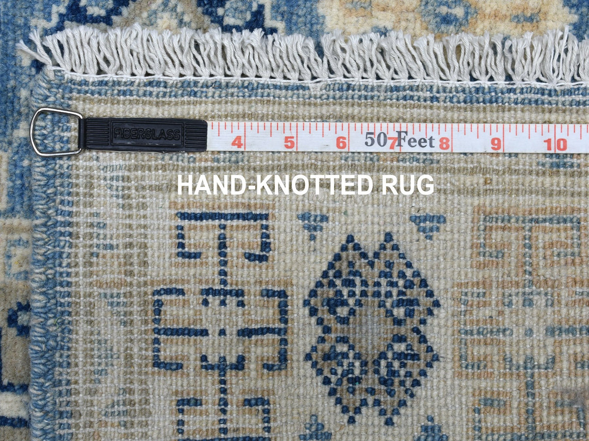 Kazak Kazak hand-knotted wool runner in Blue & Ivory, 2'8" x 9'6" — SKU O054622 (view 6)