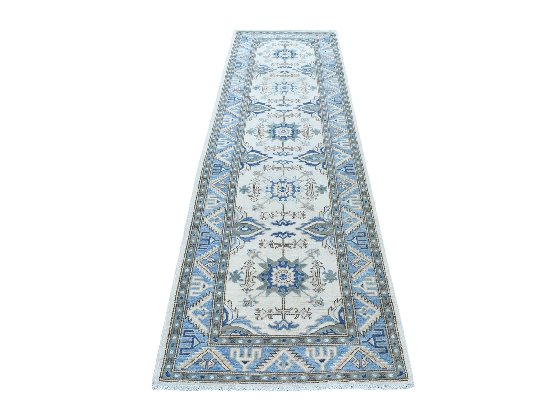 Ivory 2'9" x 9'7" Tribal Hand knotted Wool Rug - Sku: O054660