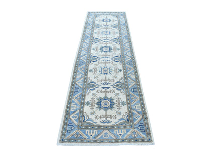 Ivory 2'9" x 9'7" Kazak Hand knotted Wool Rug - Sku: O054660