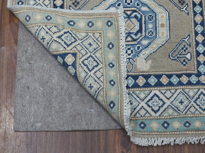 Grey 2'6" x 9'9" Tribal Hand knotted Wool Rug - Sku: O054681