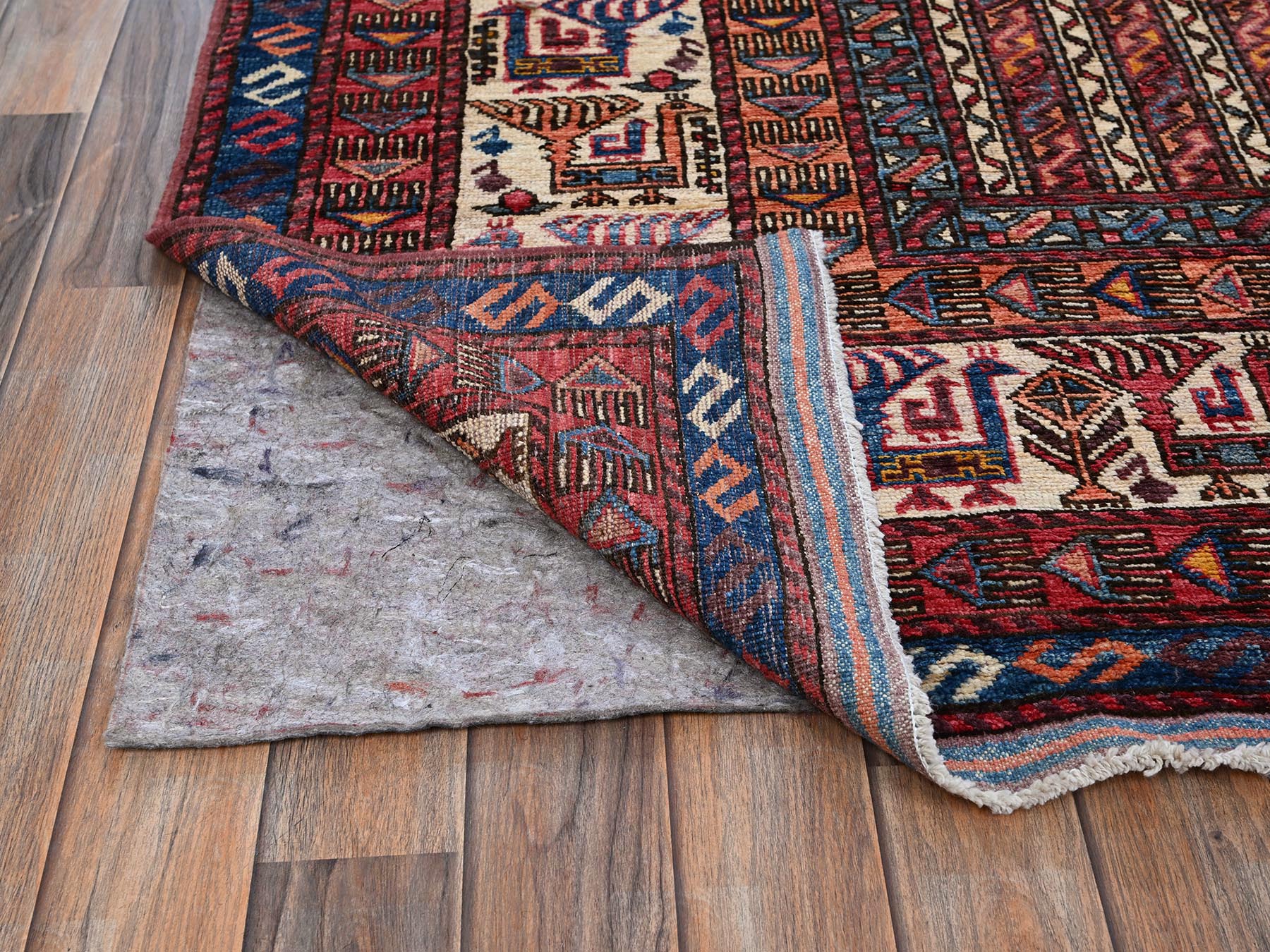 Ersari Kazak hand-knotted wool rug in Blue & Ivory, 9'5" x 12'1" — SKU O0547 (view 4)
