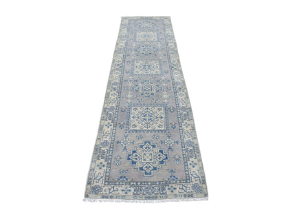 Grey 2'6" x 9'7" Tribal Hand knotted Wool Rug - Sku: O054855