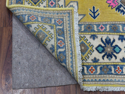 Yellow 4'10" x 6'6" Tribal Hand knotted Wool Rug - Sku: O054936