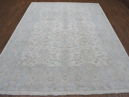 Ivory 8'0" x 9'9" Oushak And Peshawar Hand knotted Wool Rug - Sku: O054953