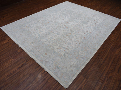 Ivory 8'0" x 9'9" Oushak And Peshawar Hand knotted Wool Rug - Sku: O054953