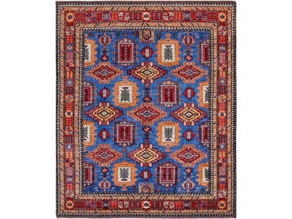 Blue 8'2" x 9'9" Kazak Hand knotted Wool Rug - Sku: O0549